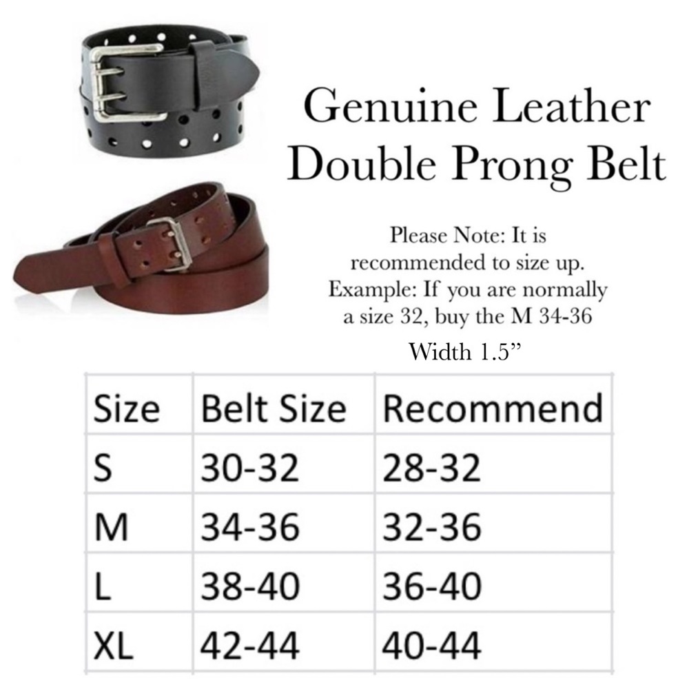 Genuine Leather Double Prong Brown Belt - Picture 5 of 5